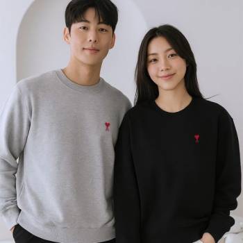 유튜브 협찬❤️ [아미] AMI 스몰로고 하트 남녀 맨투맨 (블랙/네이비/그레이)